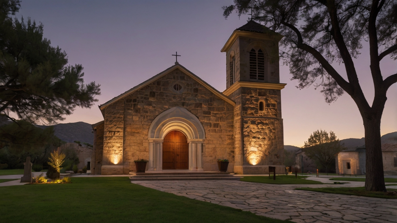 Leonardo_Kino_XL_A_traditional_church_building_at_dusk_illumin_2